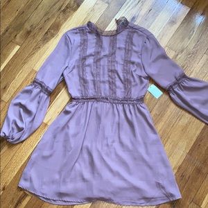 NWT Mauve Balloon Sleeve Lacey Dress